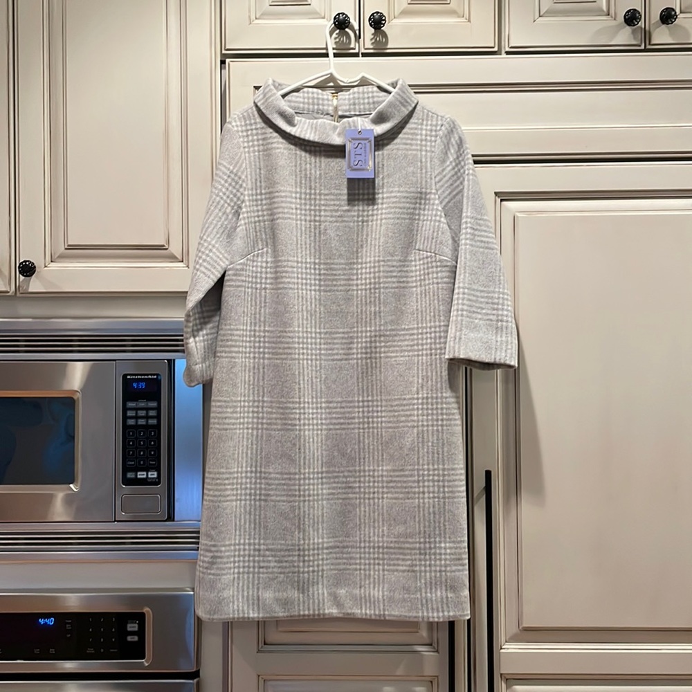 NWT Sail to sable grey white plaid dress size 12